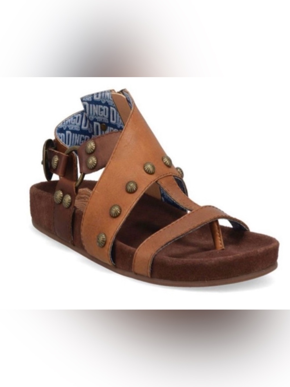 dingo Tan Brown Studded Leather Sandal